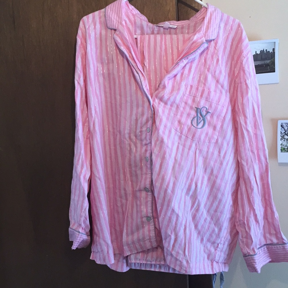 Victoria’s Secret logo long sleeve pajama set.